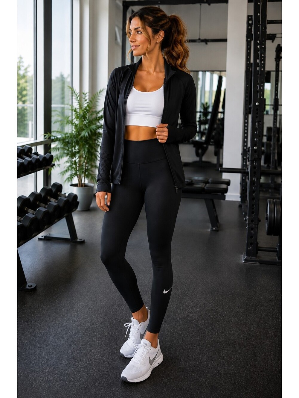 Nike Dri-FIT Women’s Black Running Leggings S Mesh Calf Zip Pocket 23” Inseam